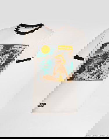 Тениска Dolce & Gabbana Dolce & Gabbana Comic Print Cotton T-Shirt Бежово | G8PV1TG7PHFA4567, 0