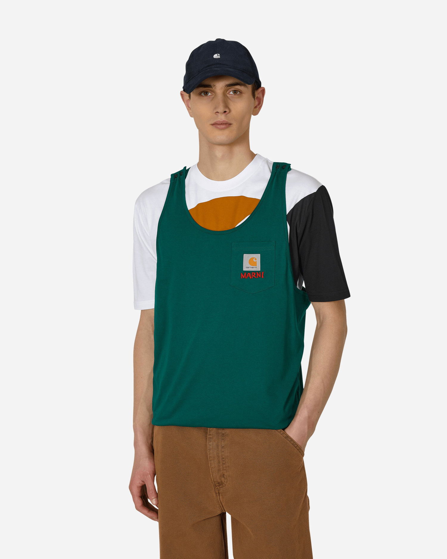 Тениска Marni Carhartt WIP x Pocket T-Shirt Зелено | HUMU031305UTX003 MLV66, 0