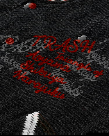 Яке Needles Deconstructed Wool Melton Letterman Jacket TRASH Triangle of Aoyama Shibuya Harajuku Многоцветен | RW168 BLACK, 4