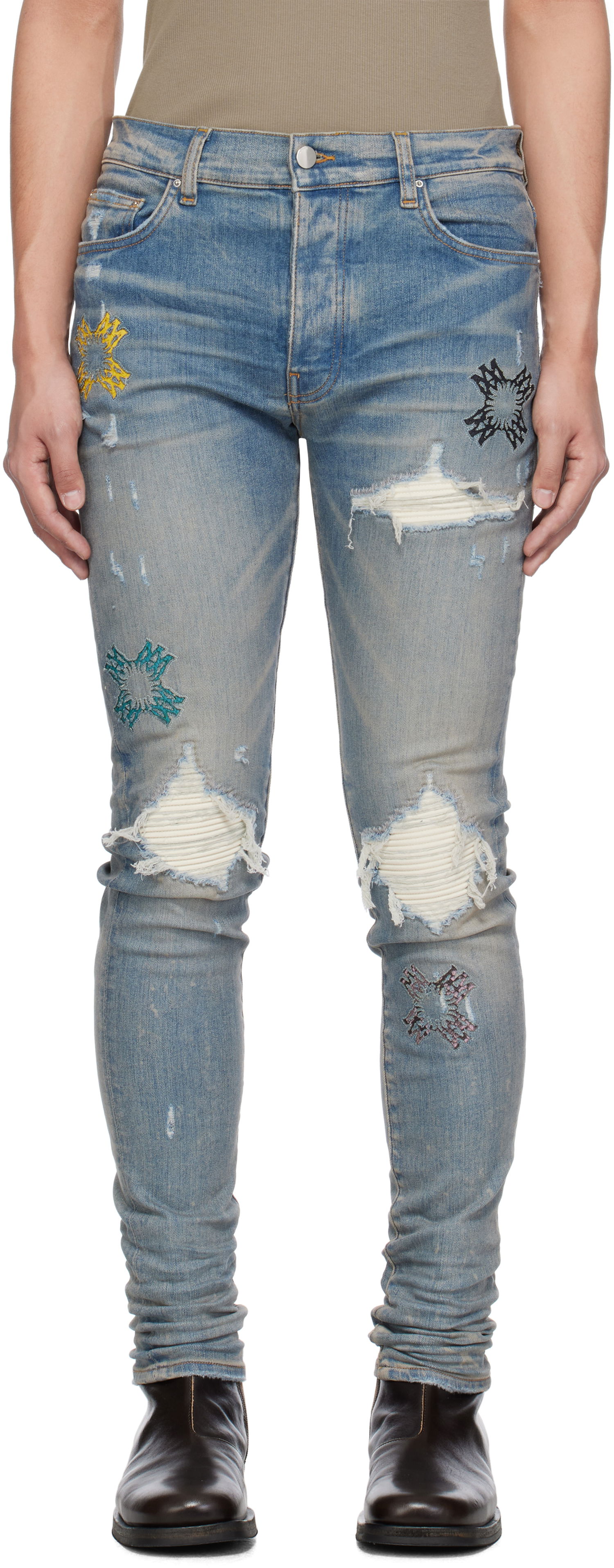 Дънки AMIRI AMIRI MA Quad Cut Out MX1 Jeans Синьо | AMDNSY1121, 0