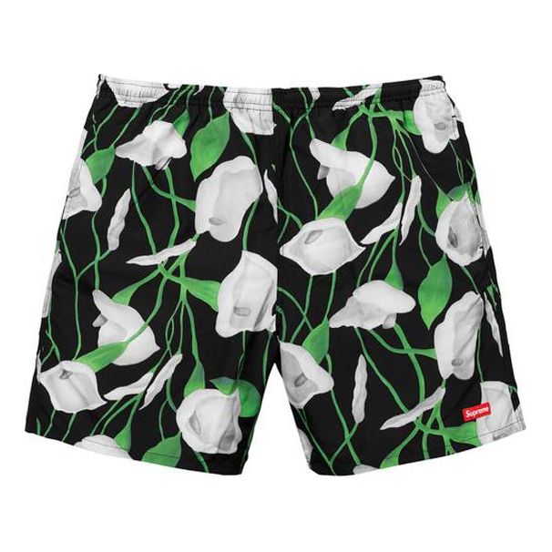 Бански Supreme Floral Print Nylon Water Shorts Черно | SUP-SS18-10432