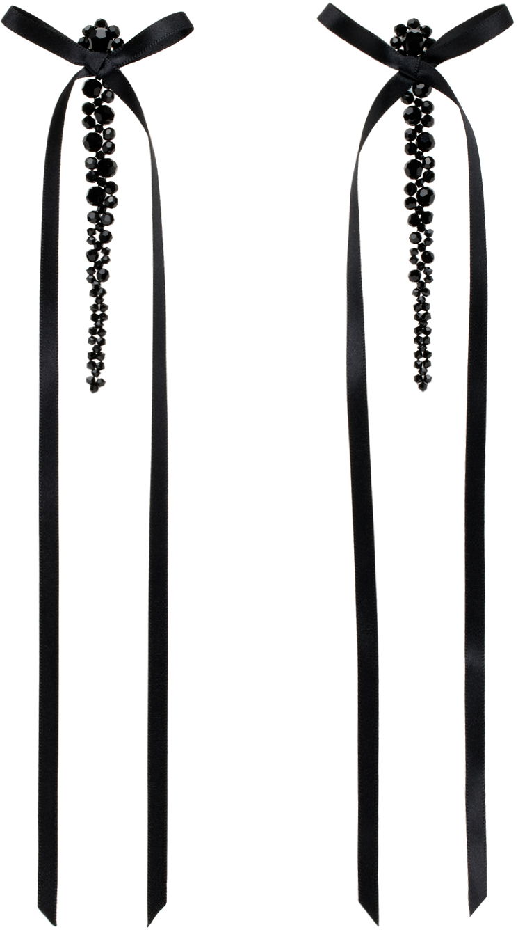 Обеци Simone Rocha Simone Rocha Bow Ribbon Drip Earrings Черно | ERG410 0903, 0