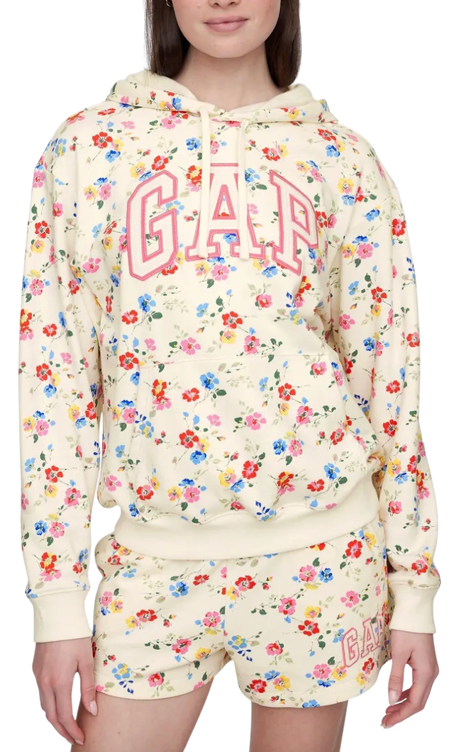 Floral French Terry Logo Pullover Hoodie