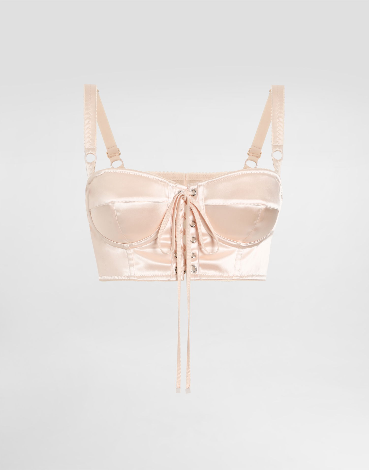 Сутиен Dolce & Gabbana Dolce & Gabbana Satin Bralette Top with Corset Detail Бежово | F7AW6TGDCMXF0658, 0