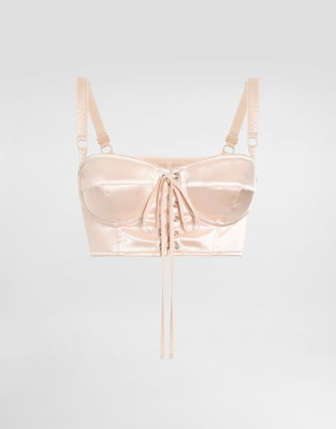 Сутиен Dolce & Gabbana Dolce & Gabbana Satin Bralette Top with Corset Detail Бежово | F7AW6TGDCMXF0658, 0