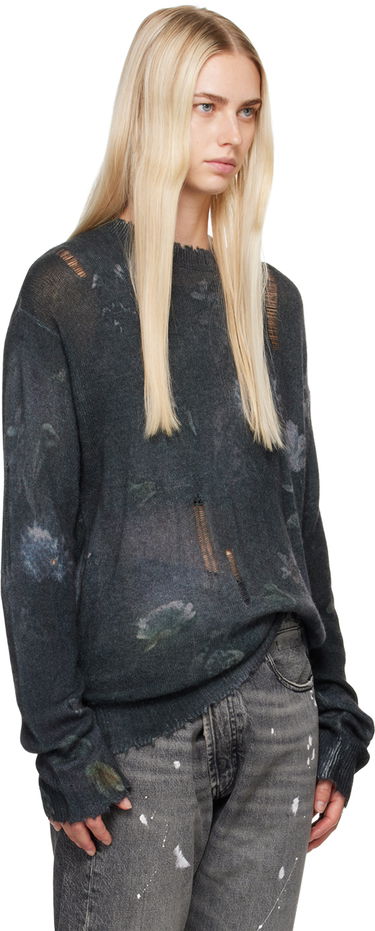Пуловер R13 R13 Distressed Floral Boyfriend Sweater Сиво | R13WY199 Y157A, 1