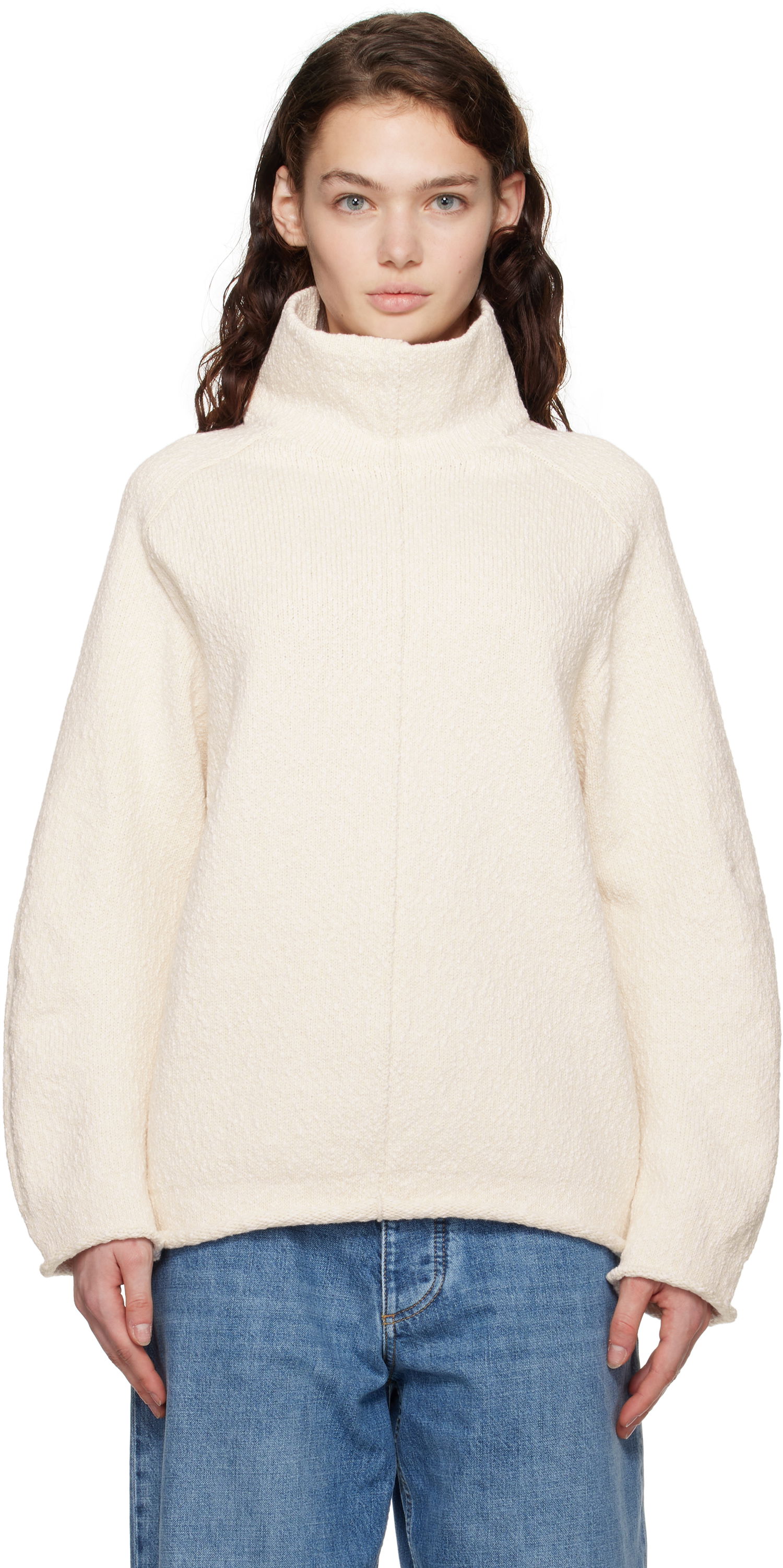 Пуловер Bottega Veneta Cotton Turtleneck Бяло | 805920 V4R50, 0