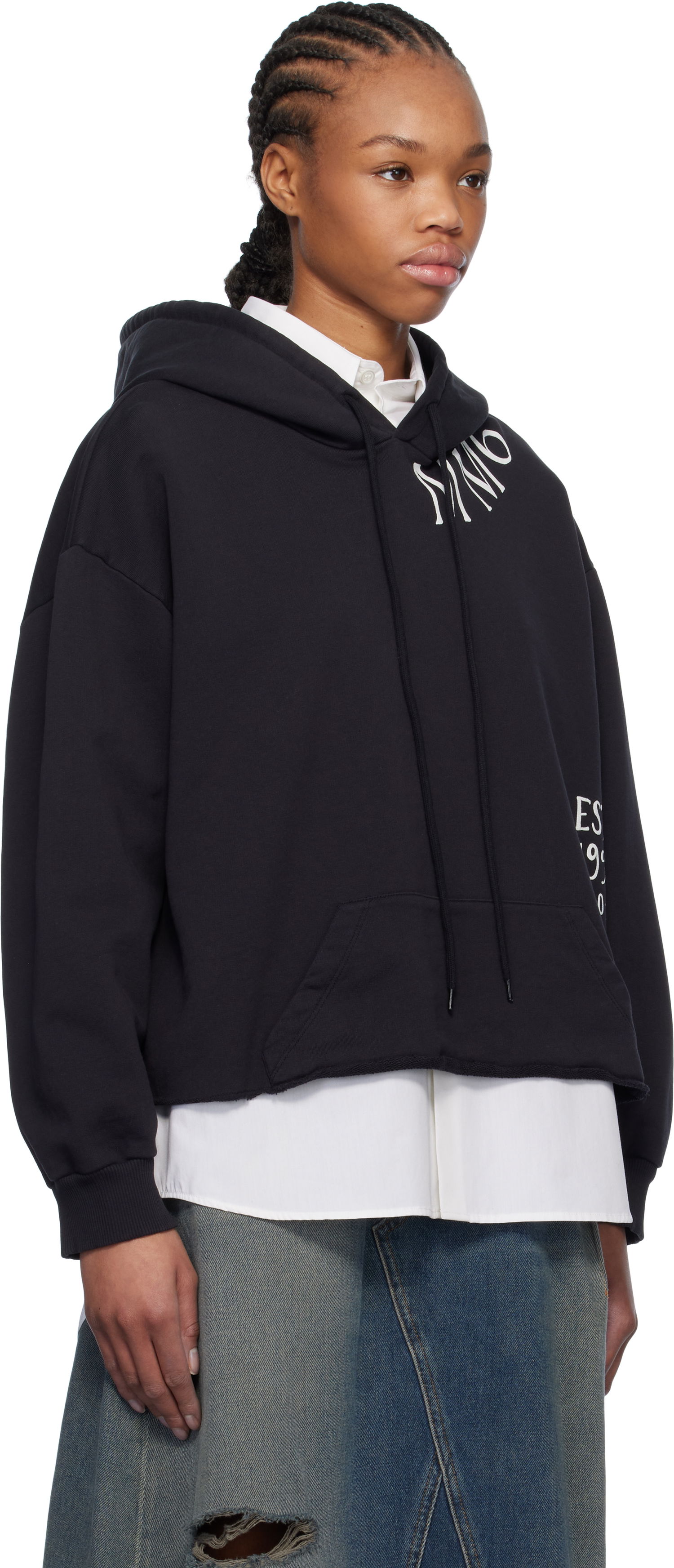 Суитчър Maison Margiela MM6 Maison Margiela Raw Edge Cropped Hoodie Черно | S52GU0241 M25012, 1