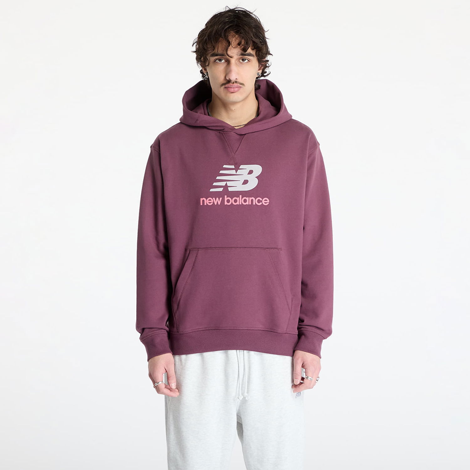 Суитчър New Balance Athletics French Terry Logo Hoodie XL Бургунди | MT51512FDP, 0