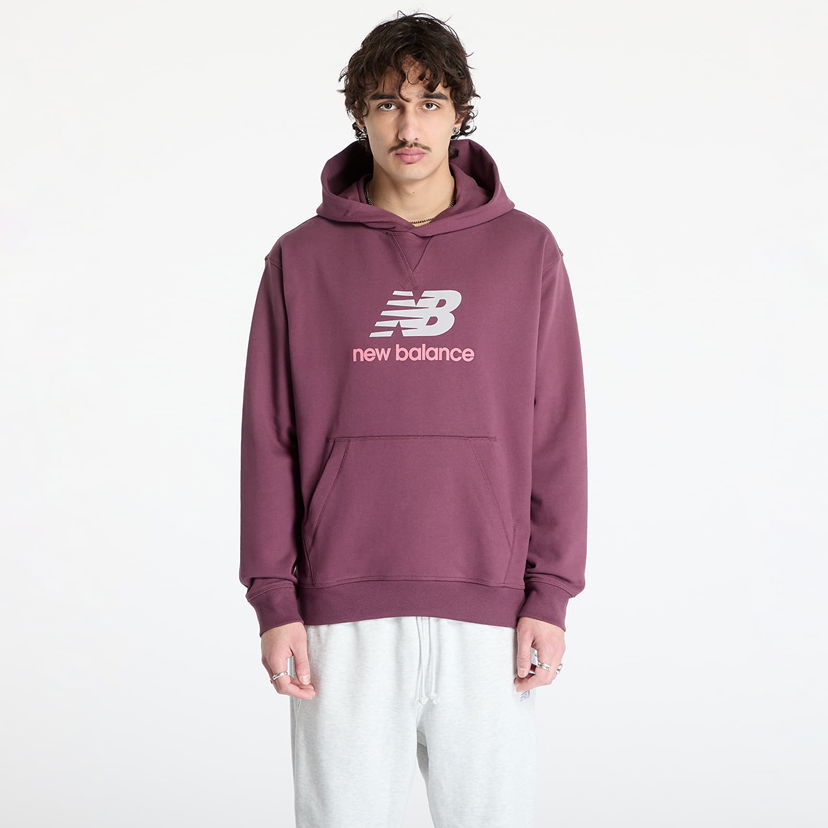Суитчър New Balance Athletics French Terry Logo Hoodie XL Бургунди | MT51512FDP
