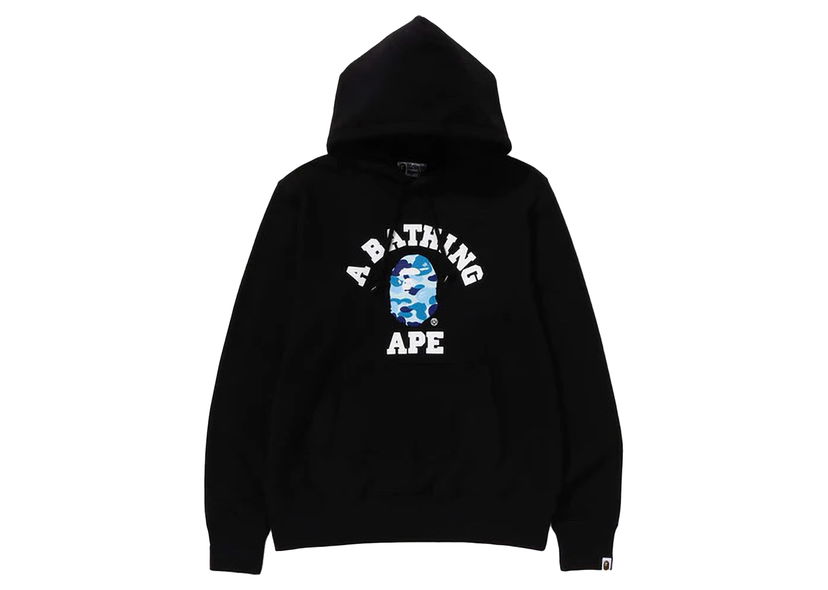 Суитчър BAPE BAPE ABC Camo College Organic Cotton Pullover Hoodie Black/Blue Черно | 1K20-114-004