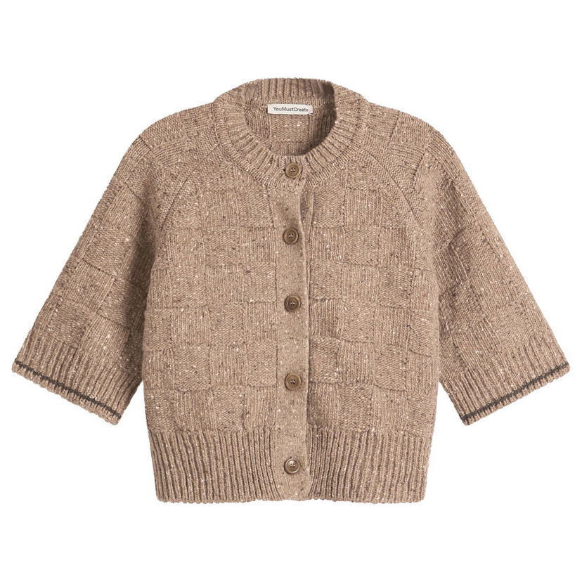 Пуловер YMC Kwai Checkered Knit Button-Front Cardigan Бежово | Q8ZME-TPE