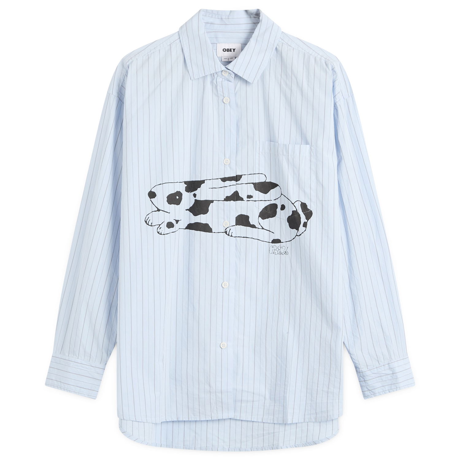 Риза OBEY Beverly Graphic Long Sleeve Shirt, Size X-Small Синьо | 281200141-LBL, 0