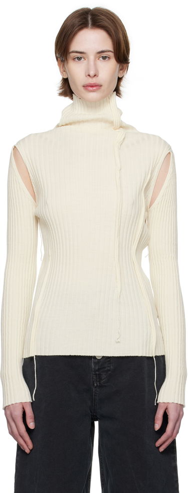 Пуловер Maison Margiela MM6 Maison Margiela Darted Rib Knit Turtleneck Top Бяло | S52HA0294 M13087, 0