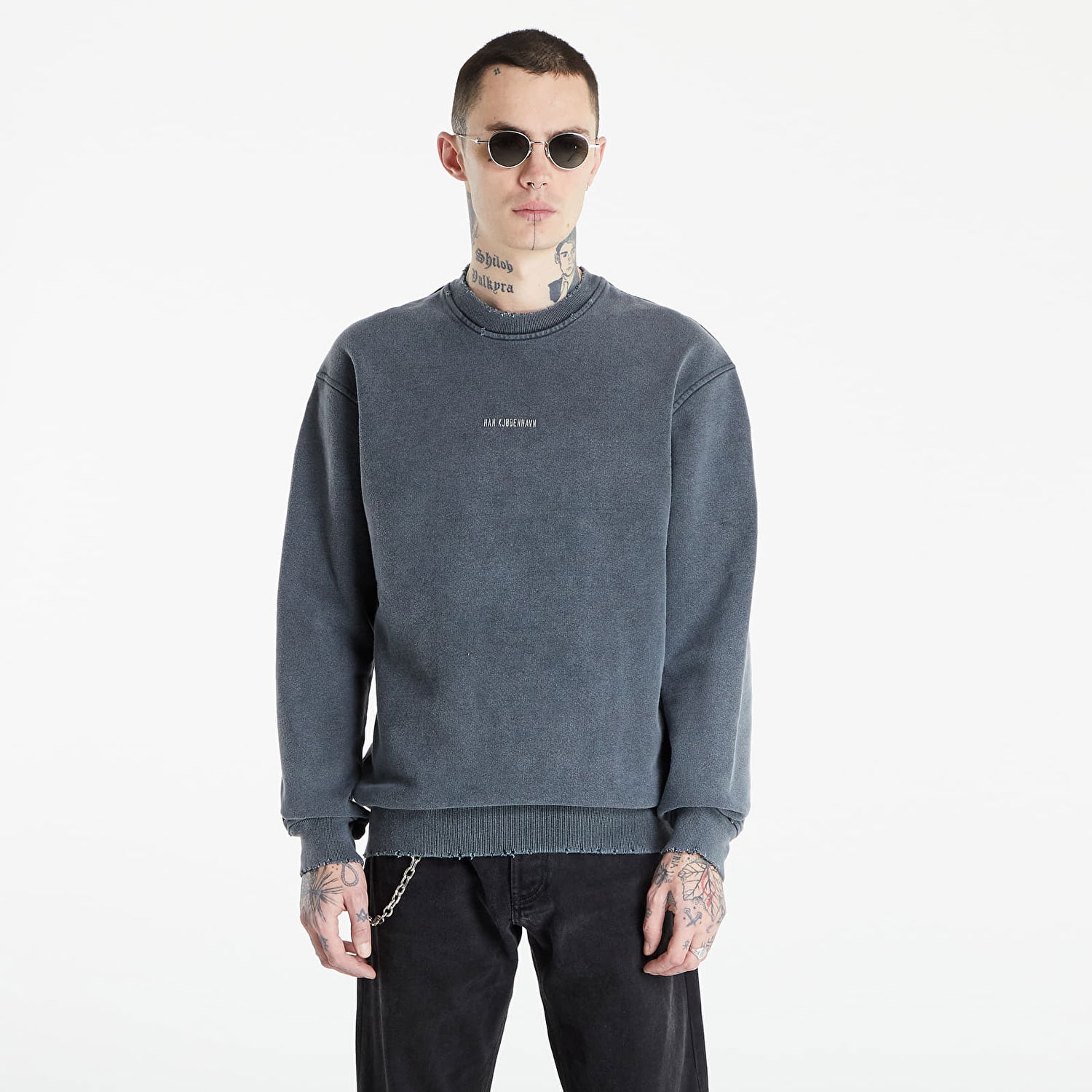 Суитчър Han Kjøbenhavn Distressed Crew Logo Сиво | M-131443-080, 0