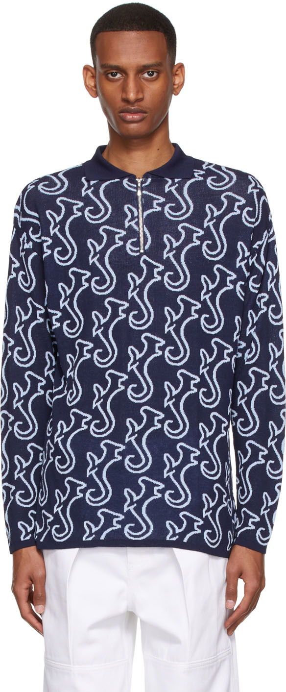 Поло тениска Serapis Hippocampus Print Polo Shirt Синьо | SS22_KP_1