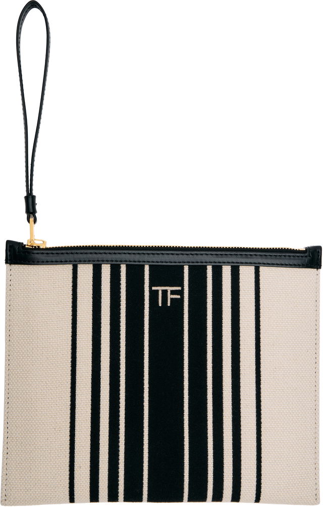 TOM FORD Striped Canvas Wristlet Pouch