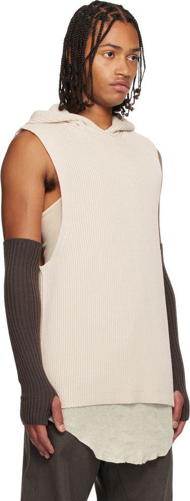 Суитчър Rick Owens Rick Owens Ribbed Sleeveless Hoodie with Arm Sleeves Бежово | RR02E1680 KWVH, 1