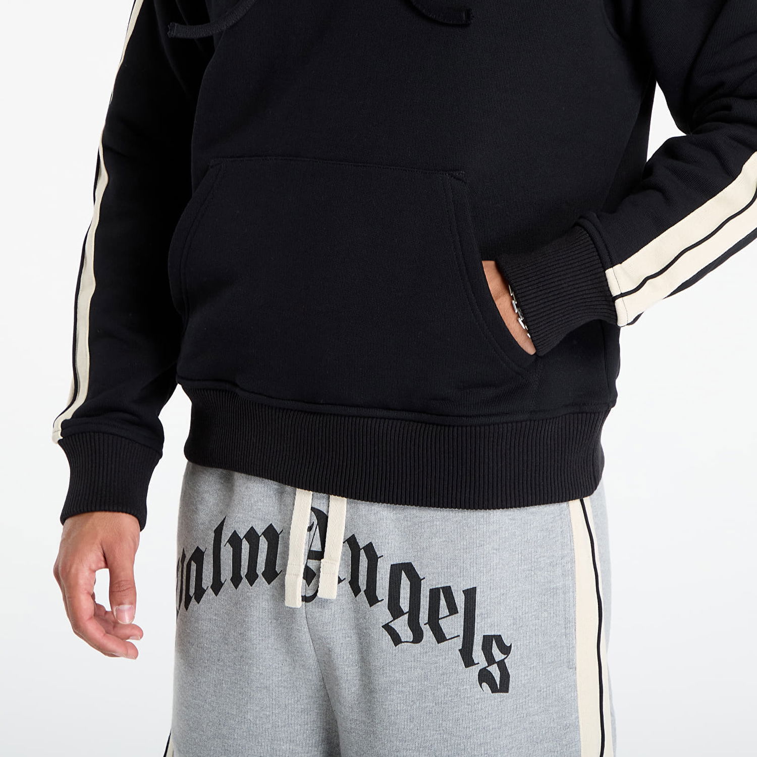 Суитчър Palm Angels Palm Angels Curved Logo Track Hoodie Черно | PMBB17HF25FLE0011003, 1