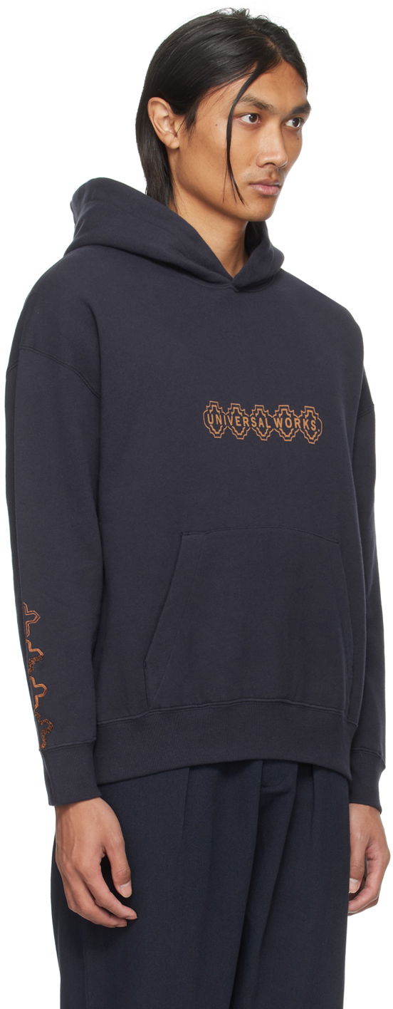 Суитчър Universal Works Universal Works Printed Hoodie Тъмно синьо | P2932, 1