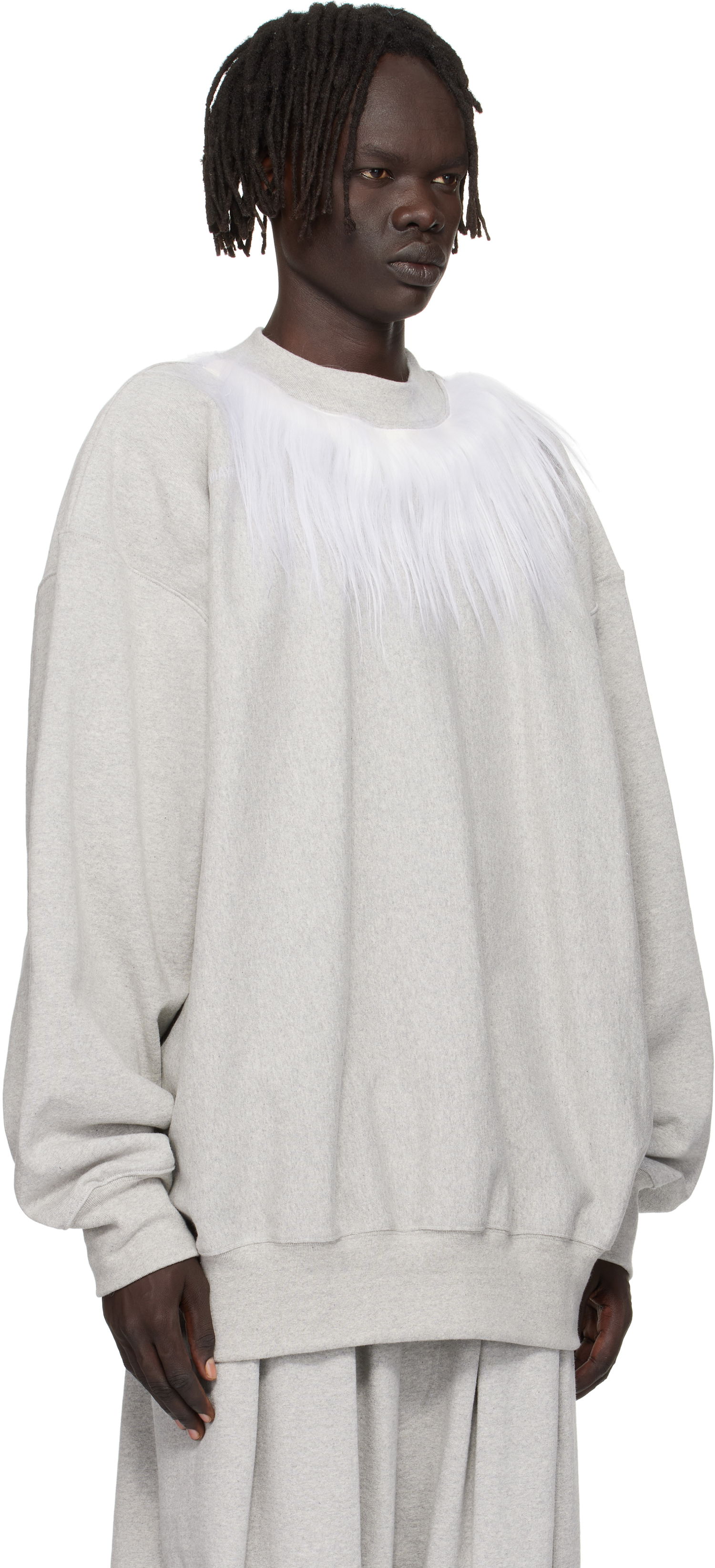 Суитчър HED MAYNER Hed Mayner Fur Trim Sweatshirt Сиво | HMMB72006P-HB211, 1