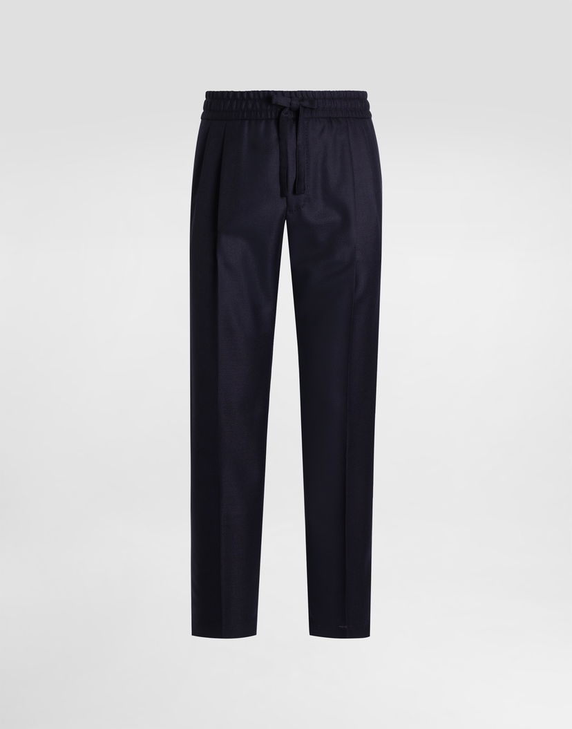 Панталони Dolce & Gabbana Dolce & Gabbana Garment-Dyed Wool Joggers Тъмно синьо | GP12QTFU25EB0665