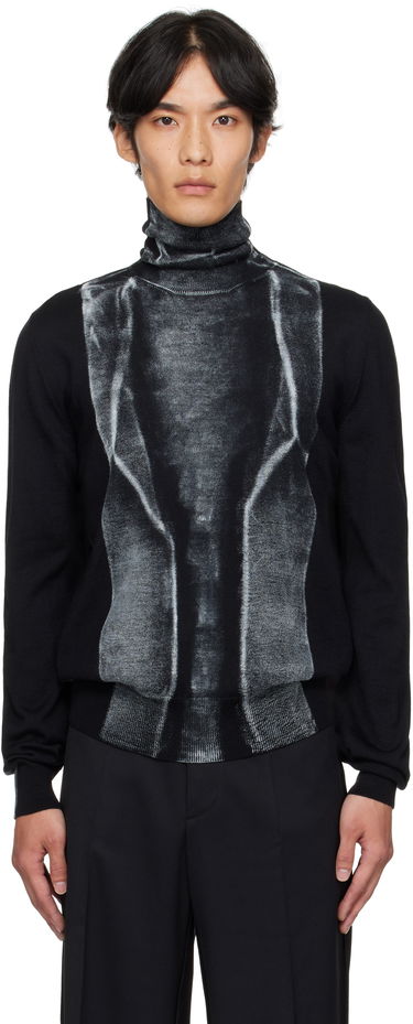 Пуловер Maison Margiela MM6 Maison Margiela Folded Print Turtleneck Sweater Черно | SH0HA0005 M13129, 0