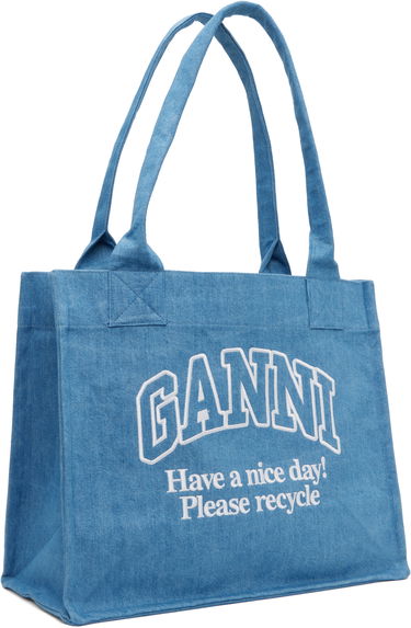 Голяма пазарска чанта GANNI GANNI Large Easy Tote Bag Синьо | A5599, 1