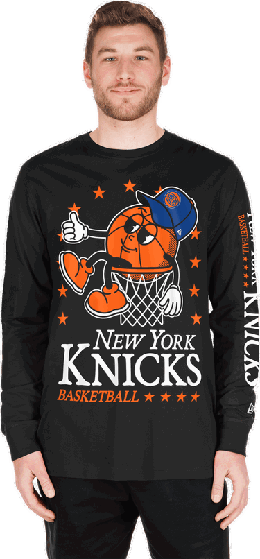 Тениска New Era New York Knicks NBA Long-Sleeve Graphic Tee Черно | 60661631-60661631, 2