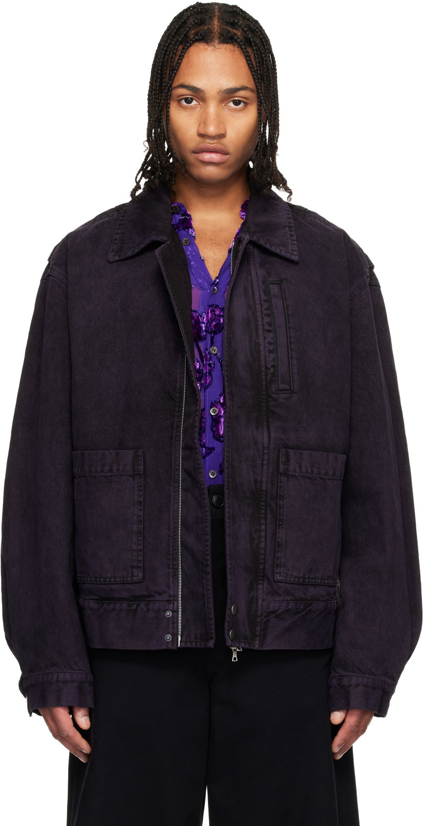 Яке Dries Van Noten Dries Van Noten Patch Pocket Denim Jacket Лилаво | 252-020578-2391