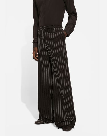 Панталони Dolce & Gabbana Dolce & Gabbana Pinstriped Wide-leg Trousers Черно | GP01PTFR20WS8051, 3
