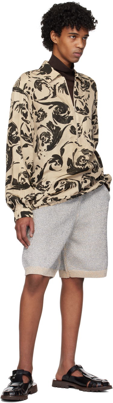 Риза Dries Van Noten Dries Van Noten Printed Half Zip Shirt Бежово | 251-020715-1101, 3