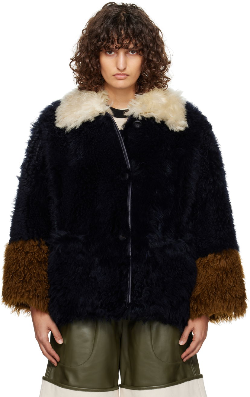 Яке Marni Shearling Jacket Тъмно синьо | GIMX0270Q0 LM044