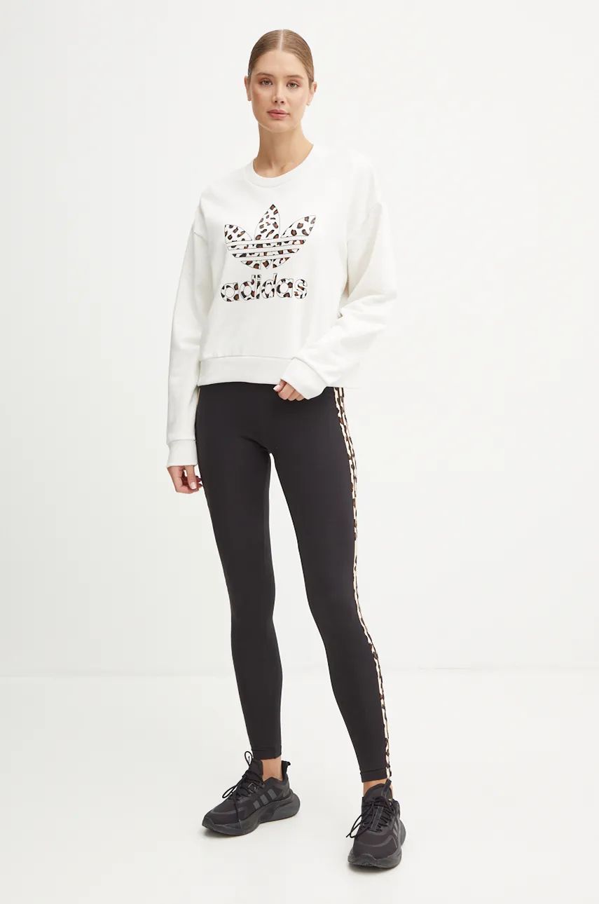 Суитчър adidas Originals Leopard Crewneck Sweatshirt Бяло | IW8477, 1
