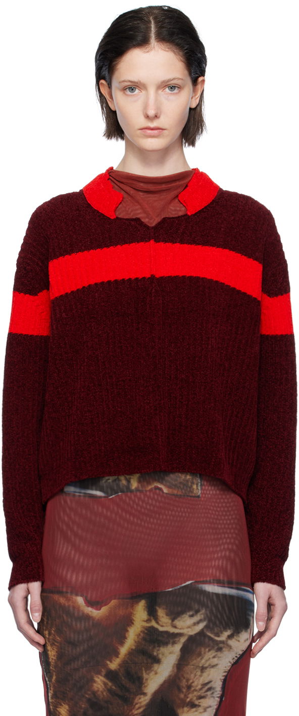 Пуловер Ottolinger Ottolinger Striped Knit Sweater Червено | 707501, 0