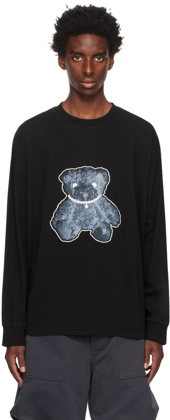 Тениска We11done We11done Glow-In-The-Dark Bear Long Sleeve T-Shirt Черно | WD-TT9-20-116-U-BK, 0