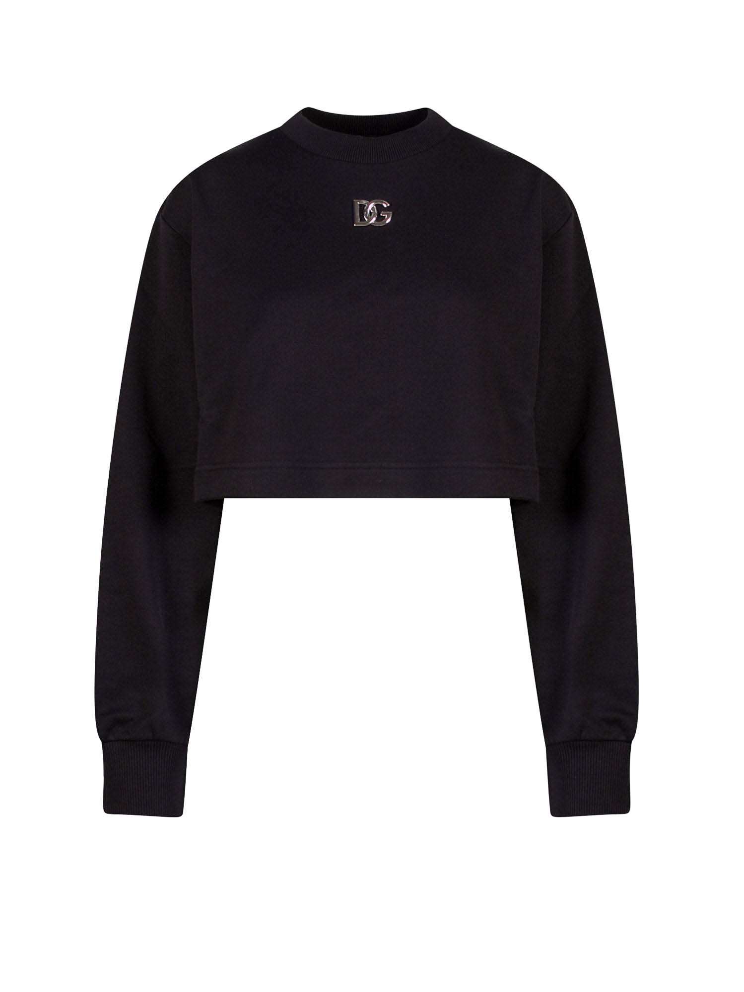 Суитчър Dolce & Gabbana Crop Fit Cotton DG Patch Sweatshirt Black Черно | F9N80ZFU7DU#N0000, 0