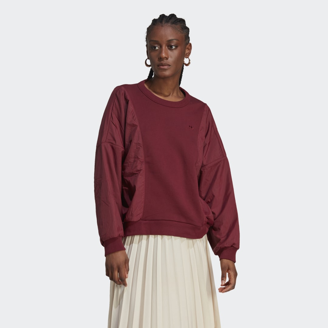 Пуловер adidas Originals Premium Essentials Nylon Hybrid Sweater Бургунди | IC5306, 0