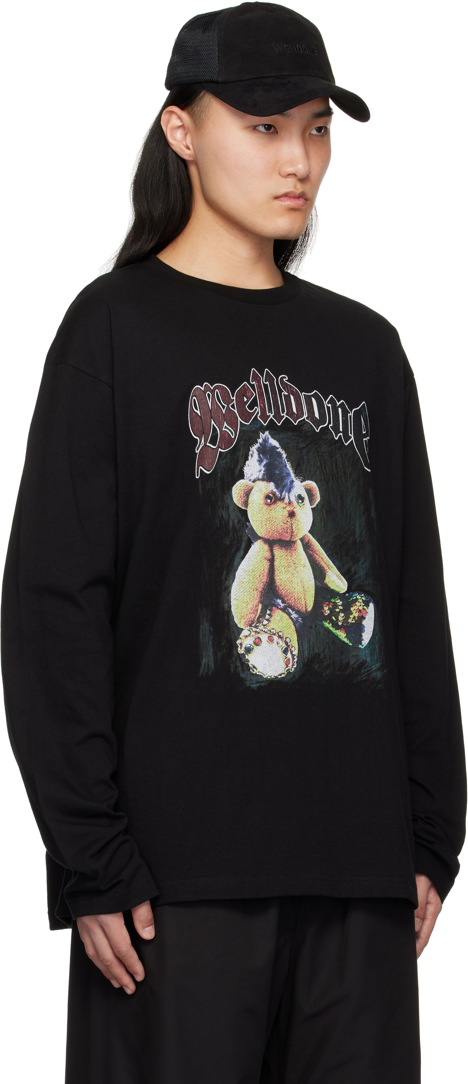 Тениска We11done We11done Punk Teddy Graphic Long Sleeve T-Shirt Черно | WD-TT0-25-748-U-BK, 1