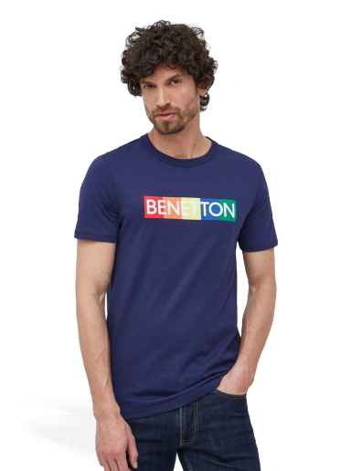 Тениска United Colors of Benetton Logo Tee Тъмно синьо | 3I1XU100A.924