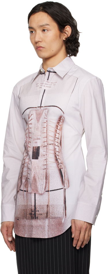 Риза Jean Paul Gaultier Jean Paul Gaultier Trompe-L'Œil Corset Print Shirt Бяло | 25/34-F-CH096-C071-260100, 3