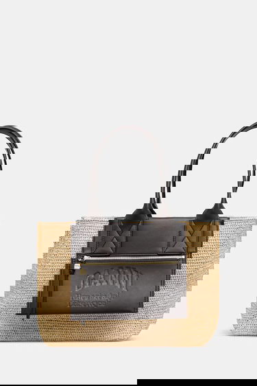 Голяма пазарска чанта GANNI GANNI Easy Shopper Medium Raffia Tote Bag Бежово | A6823, 0