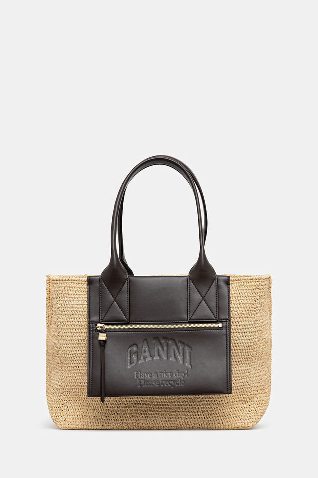 GANNI Easy Shopper Medium Raffia Tote Bag