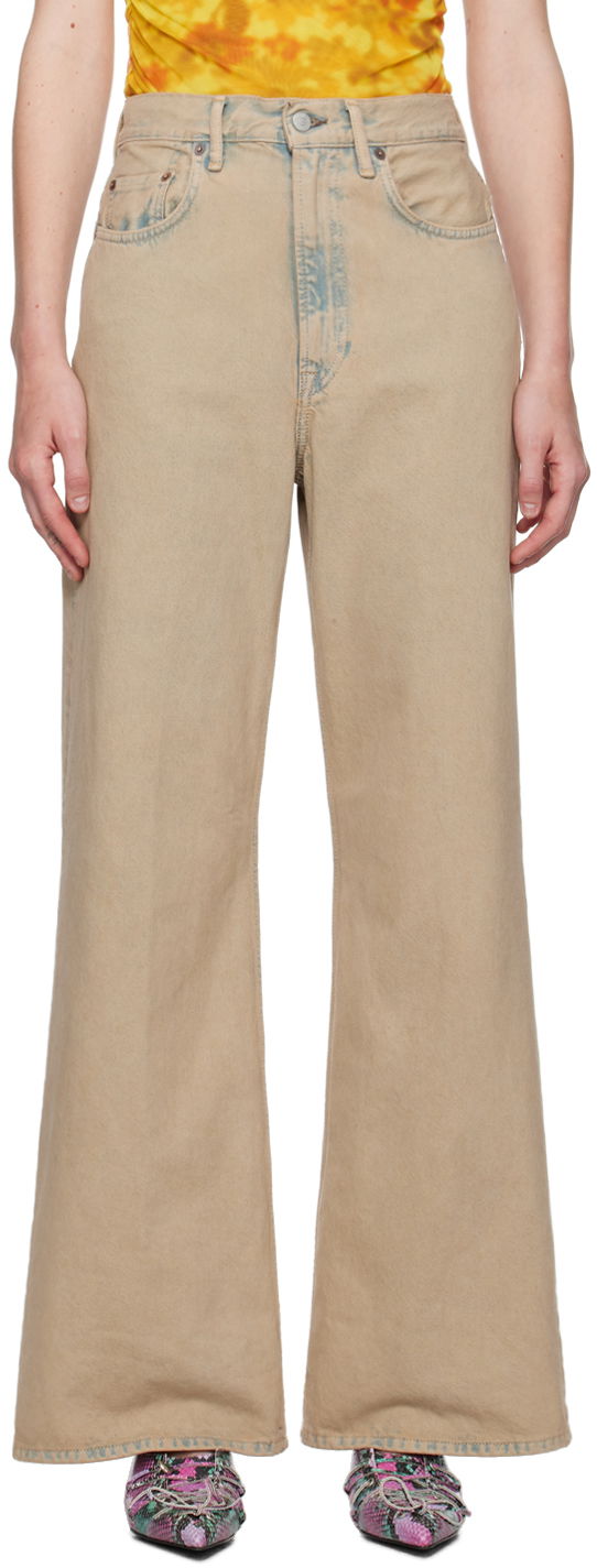 Дънки Acne Studios Beige Relaxed Fit 2022 Jeans Бежово | A00502-