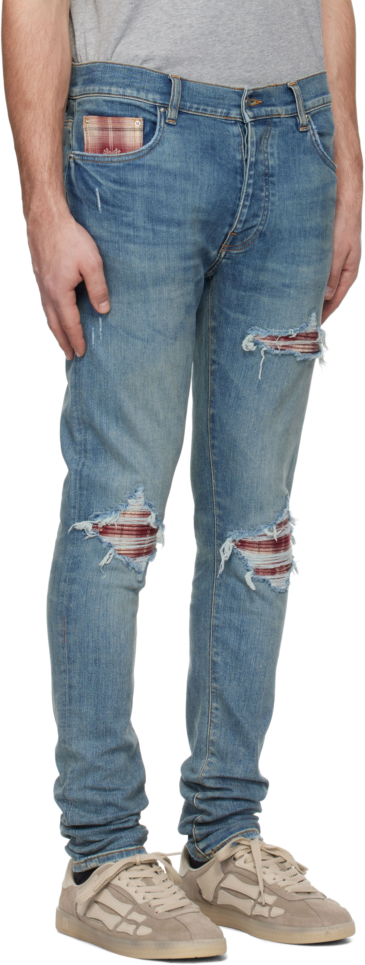 Дънки AMIRI Quad Plaid MX1 Jeans Синьо | AMDNSY1104, 1