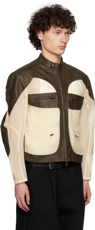 Яке Andersson Bell Andersson Bell Faux-Leather & Sheer Rider Jacket Кафяво | awa705u, 1