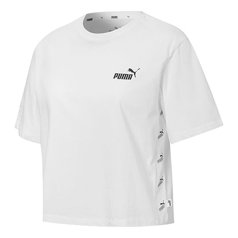 Съкратен топ Puma Printed Logo Short Sleeve T-Shirt Бяло | 586597-02