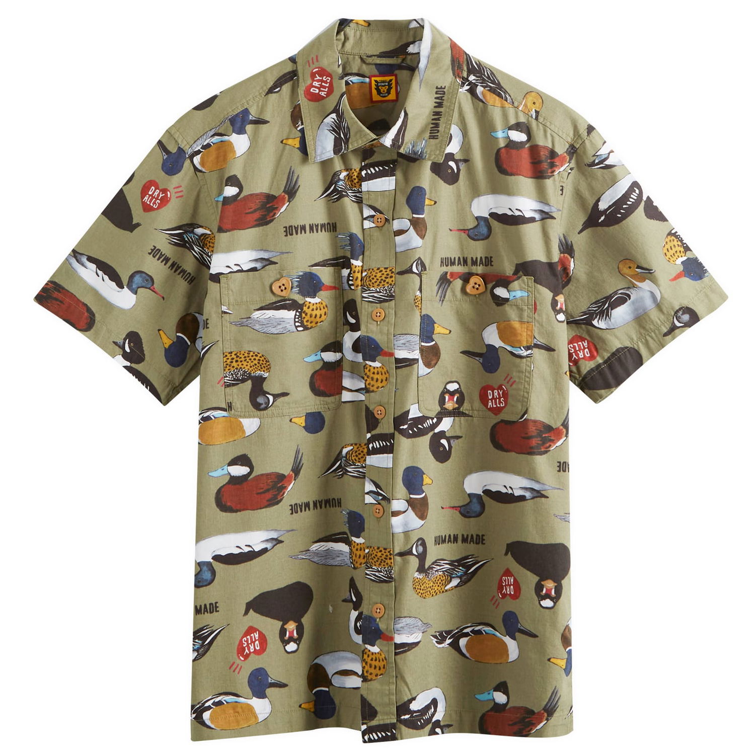 Риза Human Made Duck Short Sleeve Shirt Зелено | HM27SH018-OL, 0