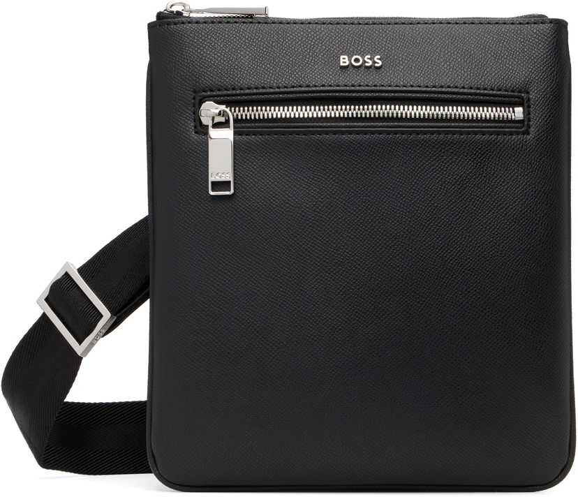 Чанта през рамо BOSS Leather Shoulder Bag Черно | 50558444
