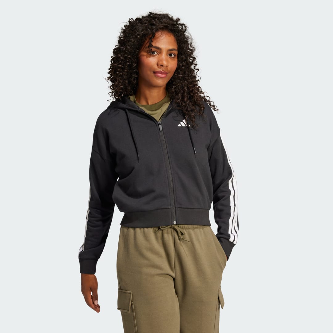 Суитчър adidas Performance Cropped Full-Zip Hoodie Черно | JE0052, 1